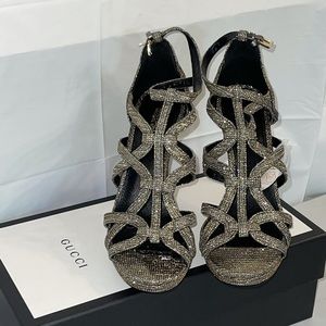 MK Sandra Strappy Leather Platform High-heel Gold